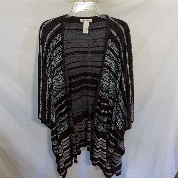 Orvis Women’s Open Shrug Cover Size 0 Small Brown Geometric Outdoors Comfort Fun - Picture 1 of 12